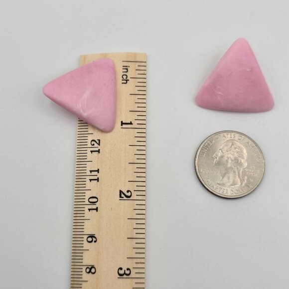 VTG Retro 80's Style Pink Triangle Stud Earrings Geometric Barbie Y2K Party Fun - Picture 10 of 10